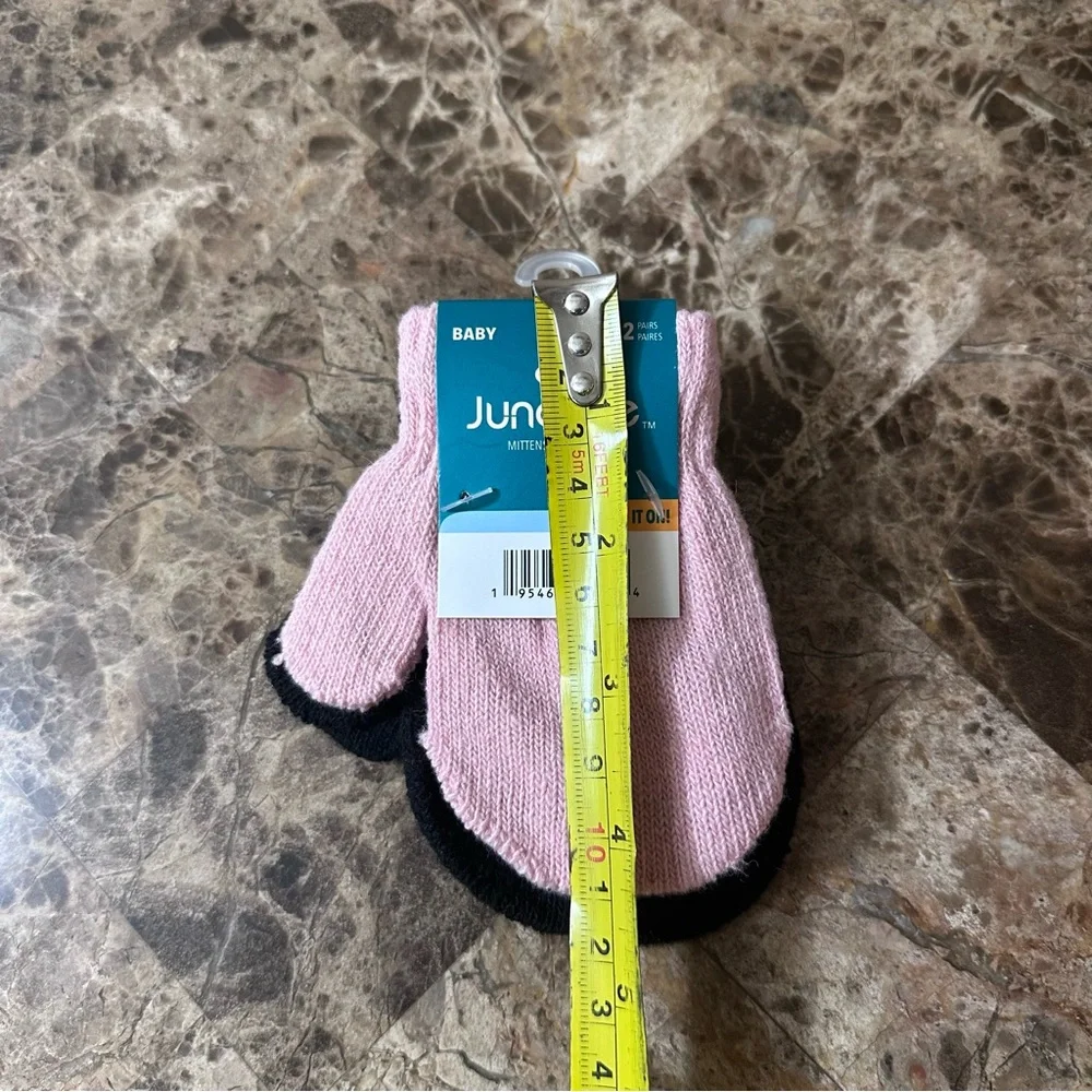 Juncture Baby/Toddler Pink And Black Mittens NEW